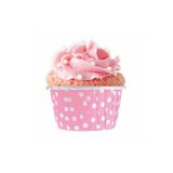 Tinky Winky Muffin Cupcake Kek Kalıbı Kapsülü Pembe Renk Beyaz Puantiyeli Özel Pet Kapsül 20'li Pembe