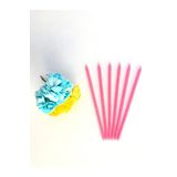 Tinky Winky Pembe Renkli 14 Cm Simli Göz Alıcı Ince Kibar Işıl Işıl 6 Lı Doğum Günü Parti Pasta Mumu Pembe