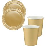 Tinky Winky Renkli Dayanıklı Kullan At 8 Er Adet 22 cm Doğum Günü Partisi Silver Karton Tabak Bardak Set - Gold