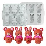 Tinky Winky Sevimli Hayvanlar Kedi Aslan Ayı Desenli Çikolata Kek Kalıbı - Beyaz