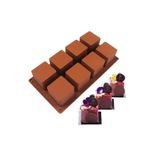 Tinky Winky Silikon Kare Kavite Küp Dondurma Muffin Cupcake Kalıbı Çikolata Kalıbı 8'li Kahverengi