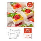 Tinky Winky Sunum Kasesi 20 Adet Magnolya Dondurma Puding Tatlı Meze Salata Cup Kabı Sert Plastik Mika Kae Şeffaf