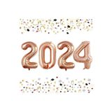 Tinky Winky Yılbaşı New Year Folyo Balon 2024 Yazılı Helyum Balon 40 cm Kırmızı Renk winky435