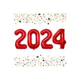 Tinky Winky Yılbaşı New Year Folyo Balon 2024 Yazılı Helyum Balon 40 cm Kırmızı Renk winky438
