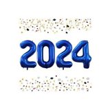 Tinky Winky Yılbaşı New Year Folyo Balon 2024 Yazılı Helyum Balon 40 cm Lacivert Renk winky436