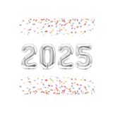 Tinky Winky Yılbaşı New Year Folyo Balon 2025 Yazılı Helyum Balon Gümüş100cm