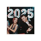 Tinky Winky Yılbaşı New Year Folyo Balon 2025 Yazılı Helyum Balon Seti Gümüş40cm