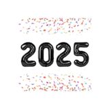 Tinky Winky Yılbaşı New Year Folyo Balon 2025 Yazılı Helyum Balon Seti Siyah100cm
