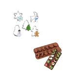 Tinky Winky Yılbaşı Silikon Kalıp + Kurabiye Kalıbı Seti Noel Baba Christmas Şeker Hamuru Çikolata Kalıbı Çok Renkli