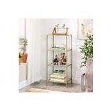 tino furniture Brighton Dekoratif Gold Metal Kitaplık Şeffaf Camlı