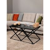 Tino Furniture Cross Metal Orta Sehpa (Füme Camlı) - Siyah