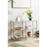 Tino Furniture Dallas Gold Metal Dekoratif Cam Raflı Dresuar Konsol - Altın