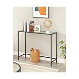tino furniture Greenwich Siyah Metal Temperli Cam Raflı Dresuar Konsol