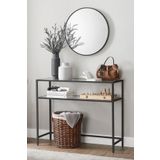 tino furniture Huxley Siyah Temperli Cam Raflı Metal Dresuar