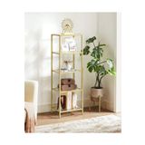 tino furniture Miami Modern Gold Renk Metal Şeffaf Cam Raflı Kitaplık Aksesuar Rafı Dekoratif