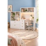 tino furniture Mix Kitaplıklı Çalışma Masası 5 Çekmeceli Çocuk Genç Odası Takımı Beyaz 190 cm