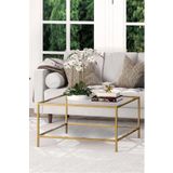 tino furniture Oslo Gold Metal Kare Orta Sehpa Şeffaf Camlı