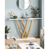 Tino Furniture Paris Gold Metal Beyaz Mermer Desenli Dresuar - Altın