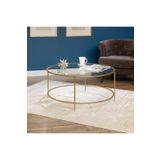 tino furniture Roma Orta Sehpa Tek Raf Temperli Cam (KIRILMAZ) Gold