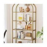 Tino Furniture Toronto Gold Metal Modern Tasarımlı Cam Raflı Dekoratif Dresuar 70 cm