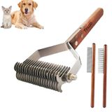 Tinuzo Pet fırça Ahşap Saplı Profesyonel Saç Tarağı, Paslanmaz Çelik, Uzun Saçlı ve Kısa Saçlar İçin Fırça Pet Kediler Köpekler İçin Kepek, Kir ve Detangles Kaldırır