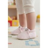 Tiny Feet %100 Hava Alabilir Air File Pembe Kumaş, Kaydırmaz Tabanlı, Lastikli Bebek Patiği Ev Botu Panduf