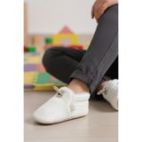Tiny Feet Fitilli Ekru Triko, Peluş Astarlı, Kaydırmaz Tabanlı, Lastikli Bebek Patiği Ev Botu Panduf