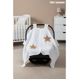 TİNY GOLDEN Puset Örtüsü Teddy Baskılı Fermuarlı 4 Mevsim Çift Katlı Müslin Kumaş – %100 Pamuk