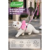 Tiny Kiwipets KPCL-10321C Kedi Göğüs Tasması ve Gezdirme Seti | Ayarlanabilir Boyun ve Gövde | 120 cm Kayış | Güvenli Toka