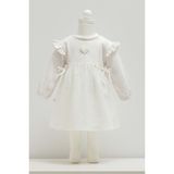 Tıny Lace Omuz Fırfırlı Bebek Elbise - Caramell - ELB1889 - Ekru - 1 - 3 Ay - ELB1889-EKRU-1 - 3 Ay Ekru