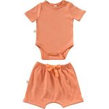 Tiny Lamb Elatıon Dessert Şortlu Bodysuit Takım - 2 Parça | Yazlık Bebek Kıyafeti Şort ve Kısa Kollu Bodysuit - Açık Turuncu - 6 - 9 Ay