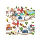 Tiny Land 110 Parça Ahşap Tren Seti | Çocuklar Için Eğitici Oyuncak Tren, Manyetik Balık Tutma ve Puzzle Özellikli, 3-8 Yaş