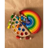 Tiny Wood 1 Yaş 12'li Waldorf Gökkuşağı Peg Bebek Tabla Seti, Gökkuşağı 12 Li Renk Eşleştirme Ahşap Oyuncak Seti