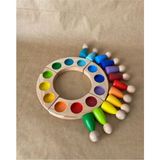 Tiny Wood 1 Yaş 12'li Waldorf Gökkuşağı Peg Bebek Tabla Seti Peg Bebek Renk Eşleştirme Ahşap Oyuncak Yuvarlak - Standart - Çok Renkli
