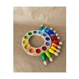 tiny wood 1 Yaş 12'li Waldorf Gökkuşağı Peg Bebek Tabla Seti Peg Bebek Renk Eşleştirme Ahşap Oyuncak Yuvarlak