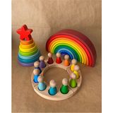 Tiny Wood 12'li Waldorf Gökkuşağı Peg Bebek Tabla Yıldız Kule Waldorf Eğitsel Ahşap Oyuncak Jumbo 3 Lü Set - Standart - Çok Renkli