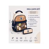tiny wood 3-6 Yaş Anaokulu Çanta Seti Ortopedik Orta Boy Kalemlikli Kreş Sırt Çantası
