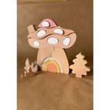 Tiny Wood Ahşap Oyuncak Mantar Ev Puzzle Eğitsel Oyuncak - Standart