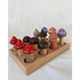 Tiny Wood Ahşap Oyuncak Mantar Toplama Montessori Oyuncak 12 Parça, Sevimli Mantarlar