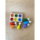 Tiny Wood Ahşap Peg Bebek Renk Eşleştirme Oyuncağı – 6’lı Peg Tabla – Montessori Duyusal Oyuncak - 1 - Çok Renkli