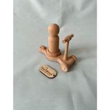 Tiny Wood Ahşap Scooter ve Peg Bebek Seti | Doğal Ahşap El Yapımı Oyuncak - Standart - Kahverengi