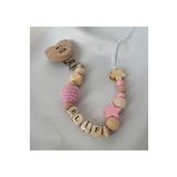 tiny wood Doğal Ahşap Emzik Zinciri - İsimli Emzik Askısı Ahşap Emzik Zinciri Emzik Tutucu Bebek Hediyesi