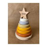 tiny wood İsme Özel Ahşap Yıldız Halka Kule | Montessori Eğitici Oyuncak & Dekoratif Ahşap Hanoi