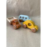 Tiny Wood Montessori Uyumlu Ahşap Araba Seti – El Işçiliği ve Doğal Ahşap - Standart - Bej