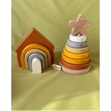 Tiny Wood Waldorf Gökkuşağı Ev ve Ahşap Yıldız Kule Renkli Doğal Ahşap Eğitici Bebek Çocuk Oyuncak Seti - Standart - Kahverengi
