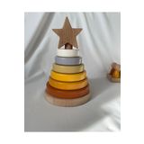 Tiny Wood Waldorf Yıldız Kule Ahşap Yıldız Kule Kahve Pastel Renk Ekolojik Oyuncak