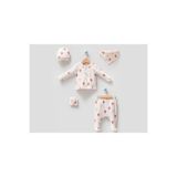 Tiny World Kız Bebek Çilek Desenli Natural 5li Hastane Çıkışı Zıbın Seti