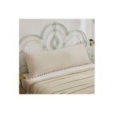 Tinybabyconcept Doğal Pamuklu Uzun Hamile Yastığı Kılıfı 50x135 Cm Ponpon Kenarlı Bej, Nefes Alabilir, Dekoratif