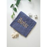 Tinykiddesign Bebek Battaniyesi Indigo Triko Örgülü Bebek Hediyesi Istediğiniz Ismi Nakışla Yazıyoruz - Lacivert