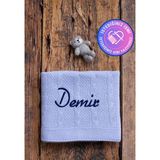 Tinykiddesign Bebek Battaniyesi Indigo Triko Örgülü Bebek Hediyesi Istediğiniz Ismi Nakışla Yazıyoruz - Mavi